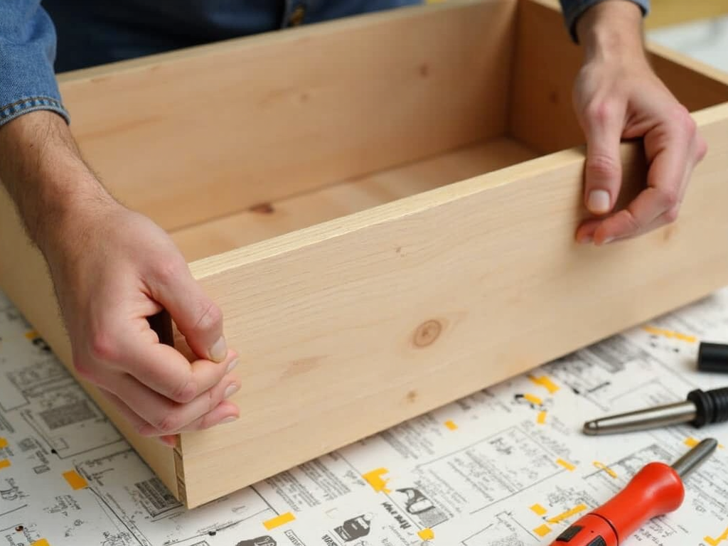 Person assembling a dresser