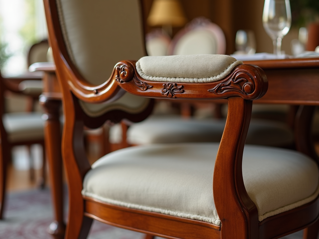 Detailed view of an elegant dining chair