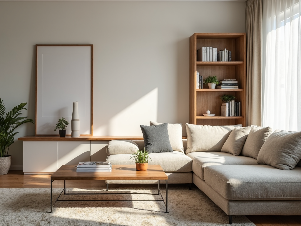 A well-furnished living room with essential furniture items.