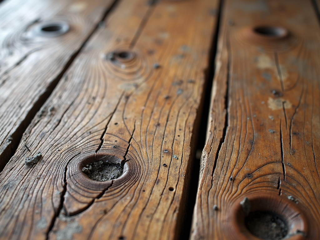 Detailed view of reclaimed wood texture