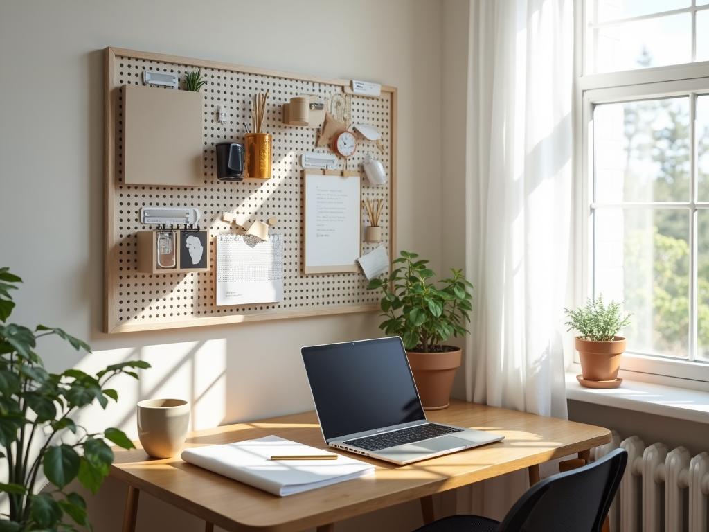 Optimized home office layout with natural light and organized space