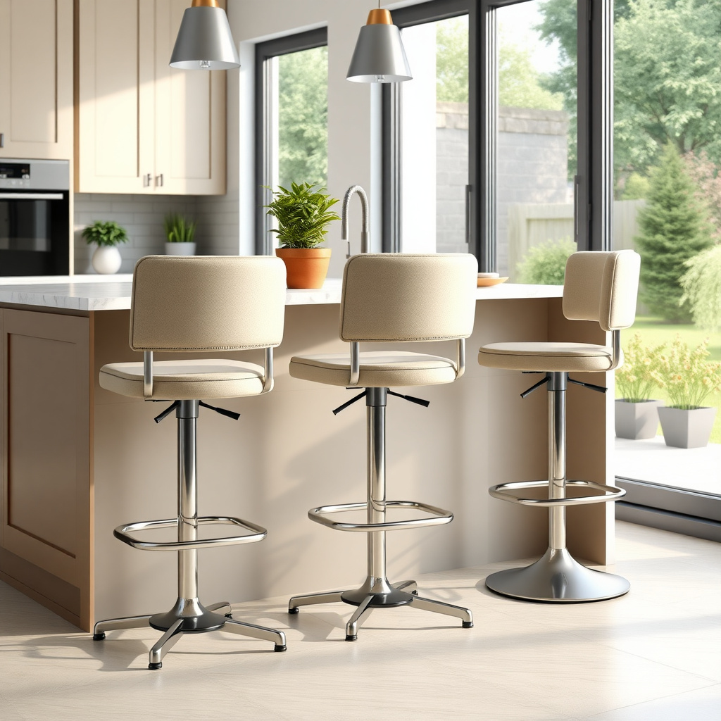 Stylish bar stools enhancing a functional kitchen space