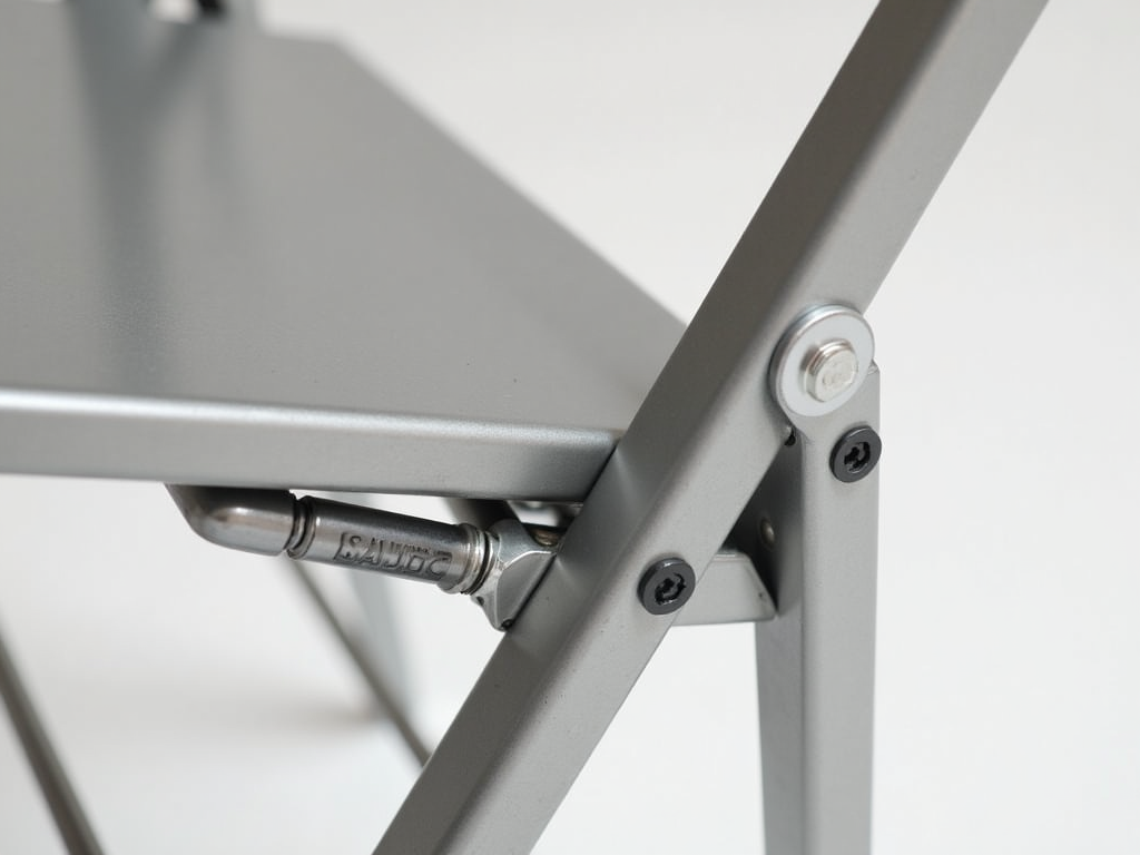 Close-up of a foldable chair’s hinge