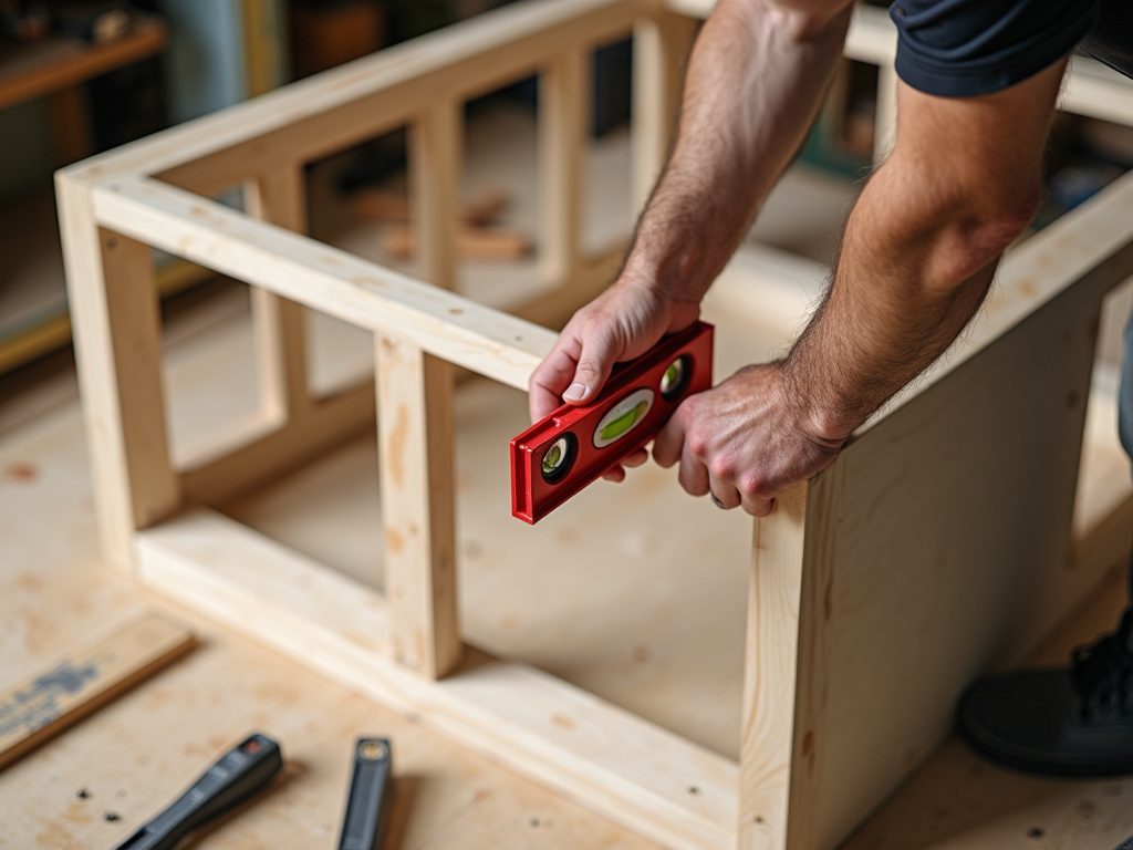 Checking cabinet alignment with a level