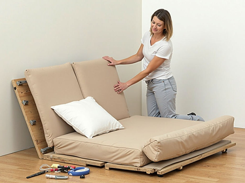 Supporting futon parts with a wall