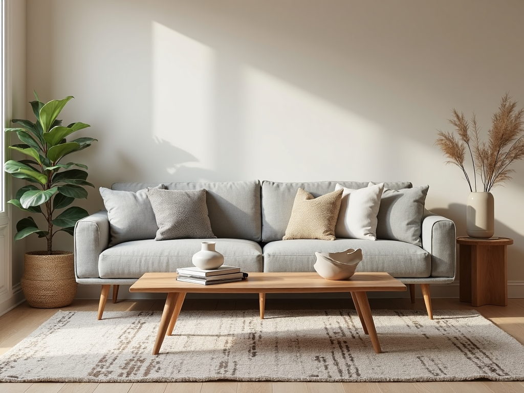 A living room with a mix of modern and traditional furniture.