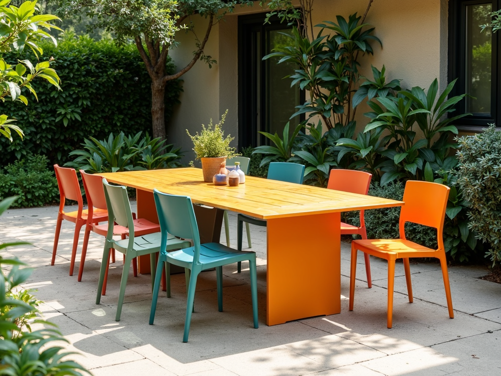 Recycled plastic dining set on a patio