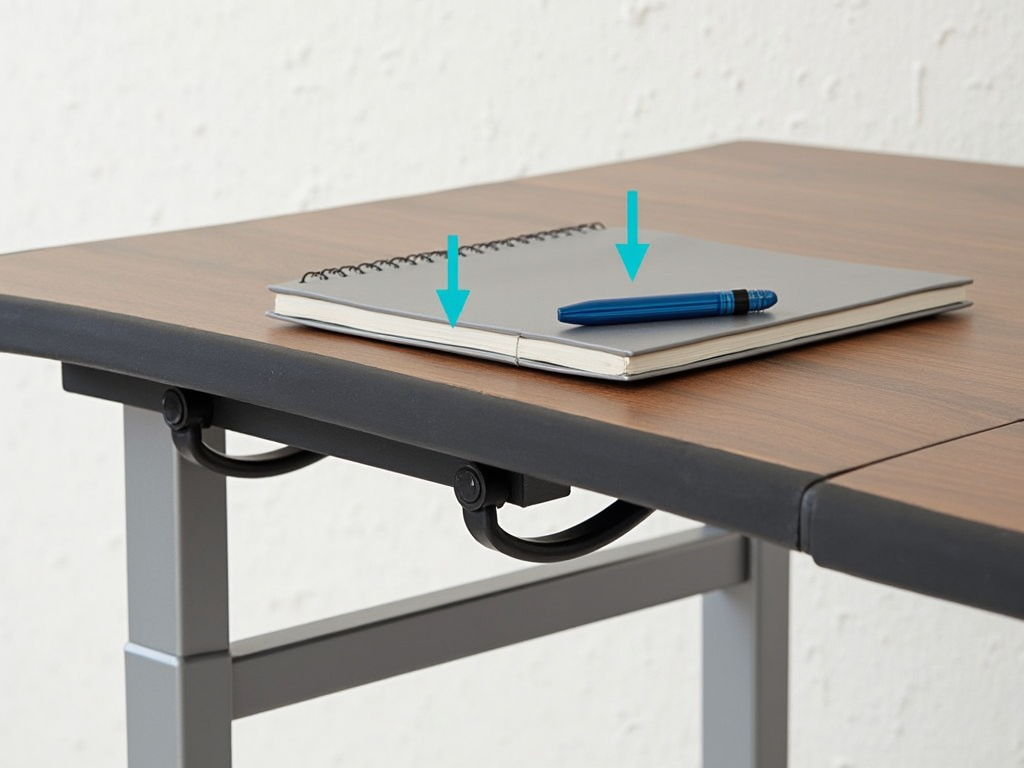 Close-up of adjustable standing desk mechanism