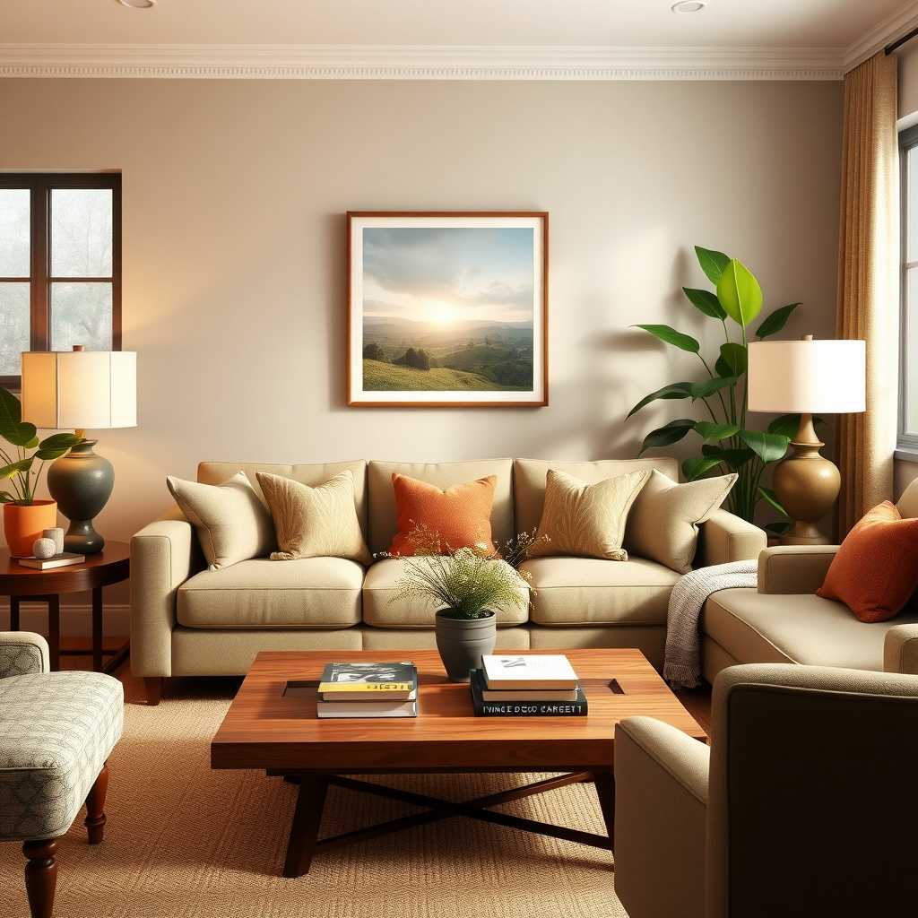 Personalized and cozy living room arrangement