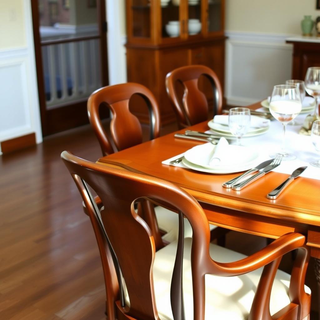 Elegant wooden dining furniture with proper maintenance accessories.