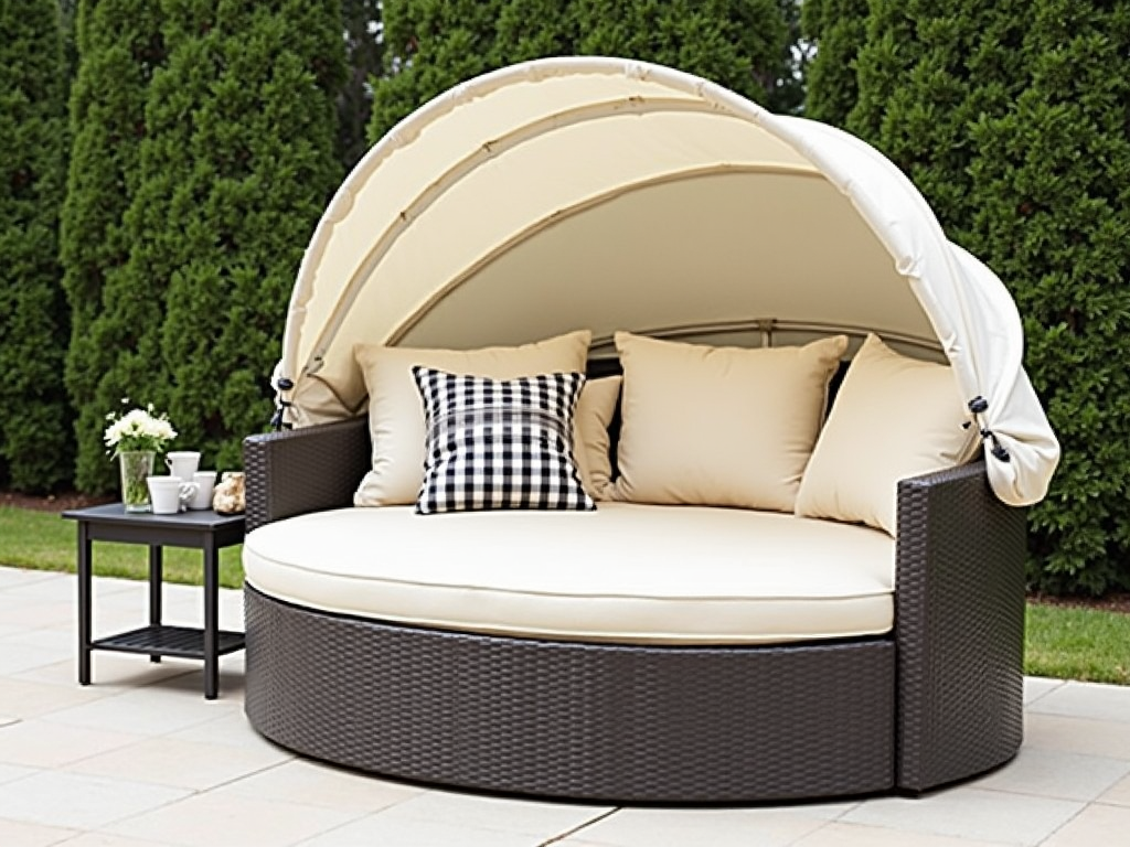 Outdoor daybed with adjustable canopy