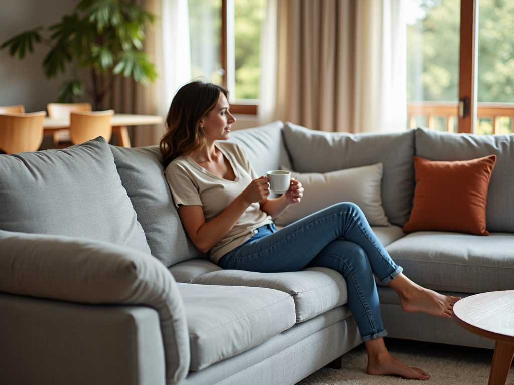 Clean sofa and dining set in cozy room