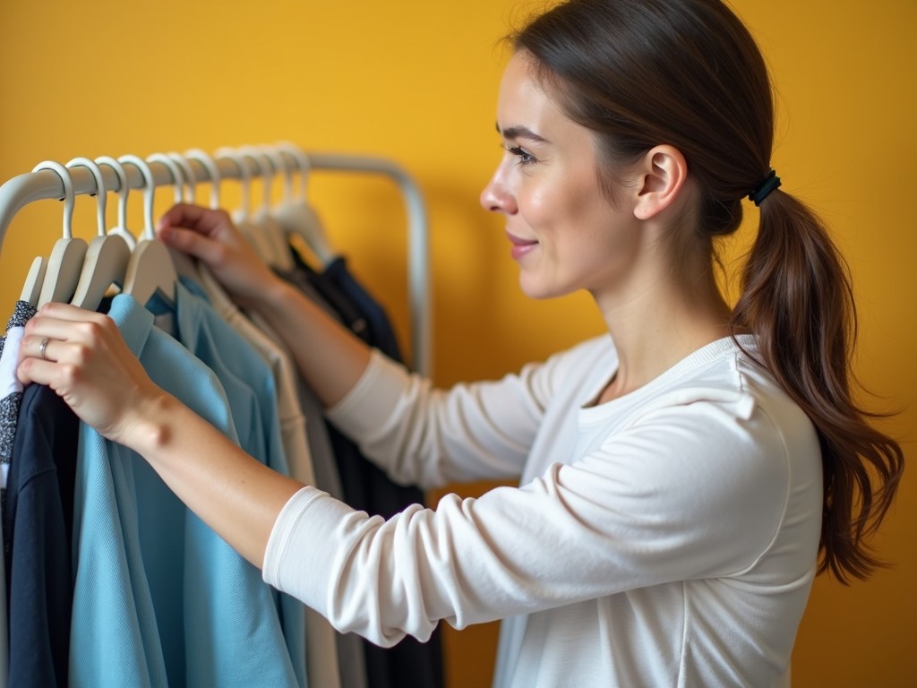 Person applying the KonMari method to organize a dresser.