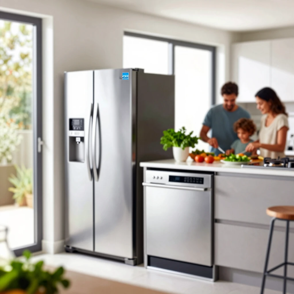 Modern kitchen showcasing energy-efficient appliances in use