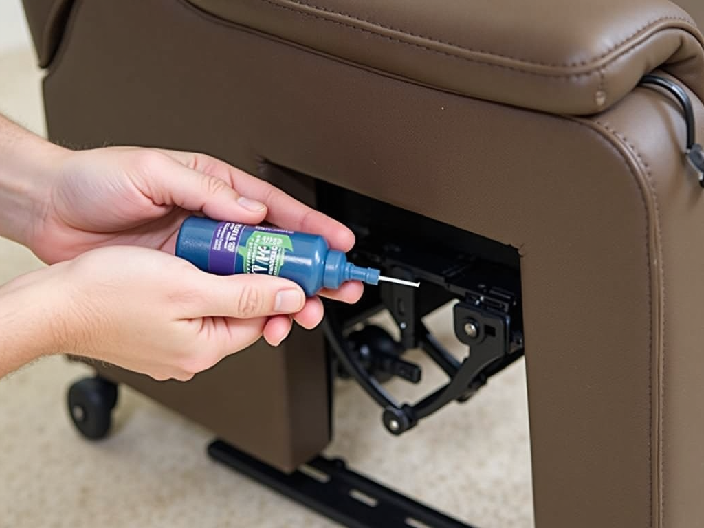 Lubricating the moving parts of a recliner.