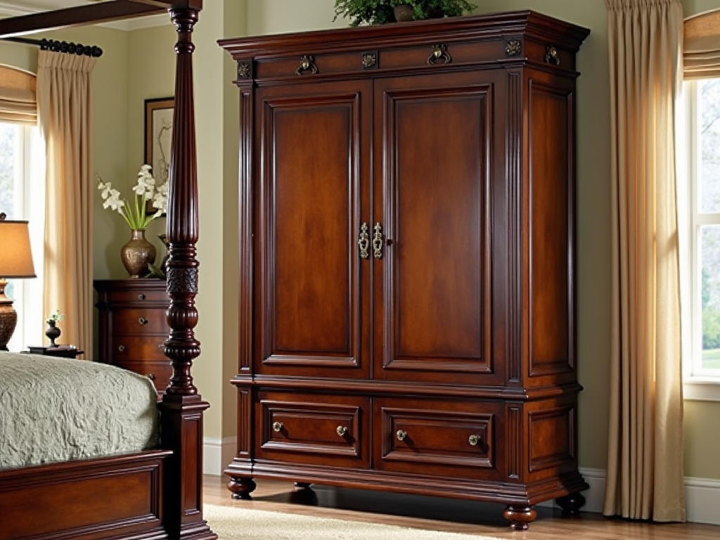 Traditional armoire in an elegant bedroom