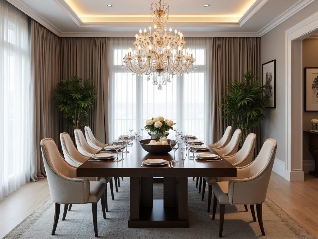 Formal dining room with elegant furniture and decor