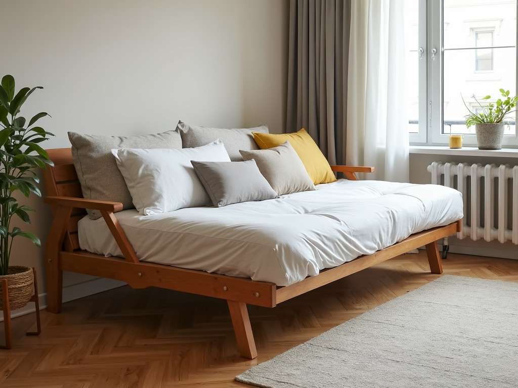 Futon with storage and adjustable backrests