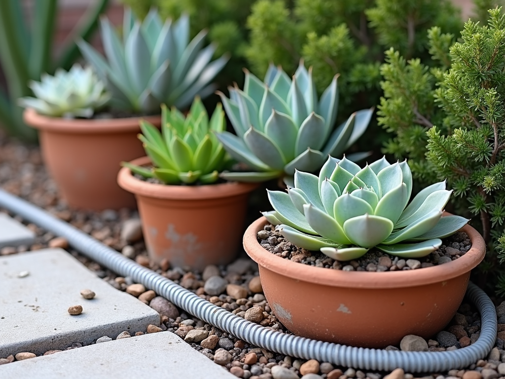 Water-wise patio garden with succulents