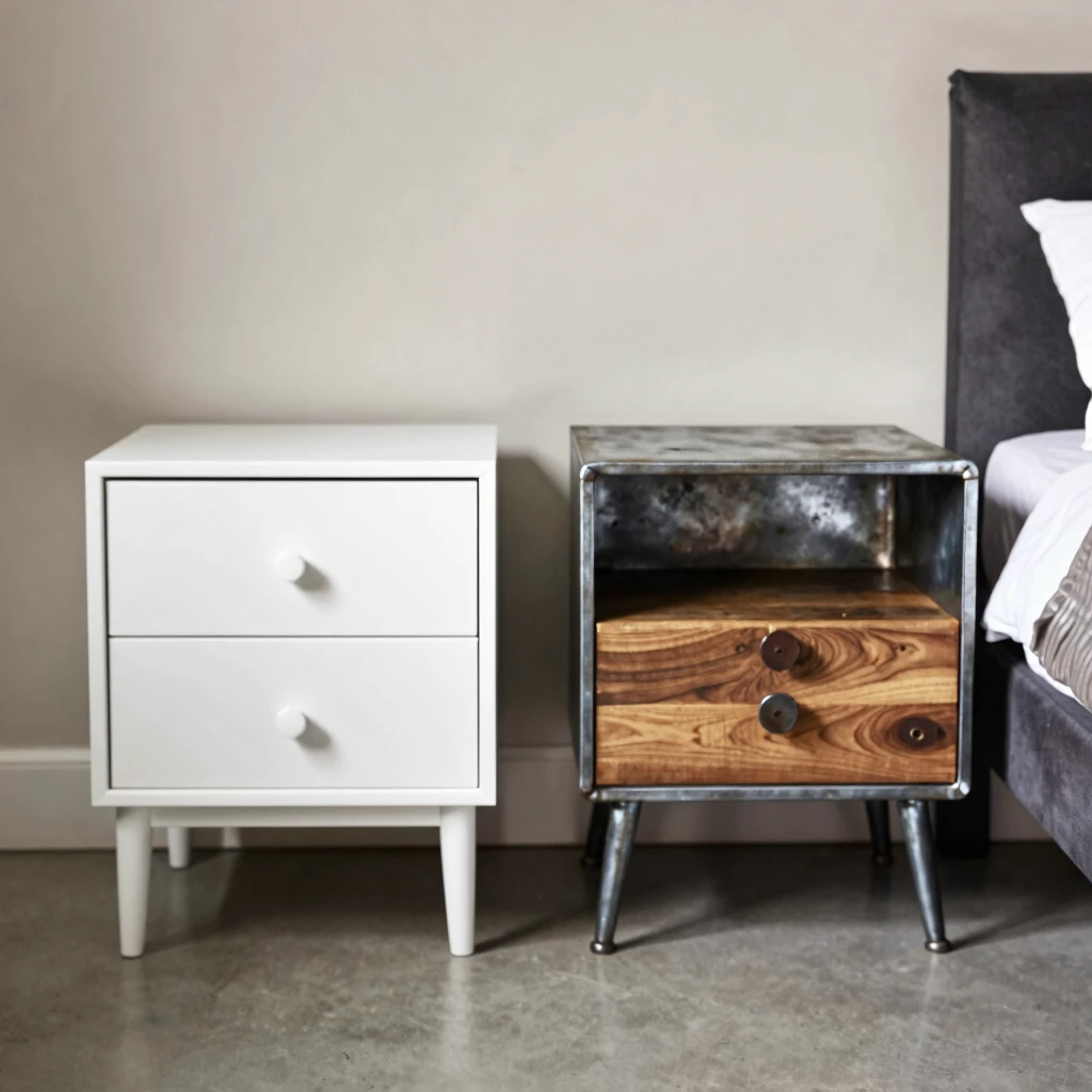 Comparison of modern and industrial nightstands