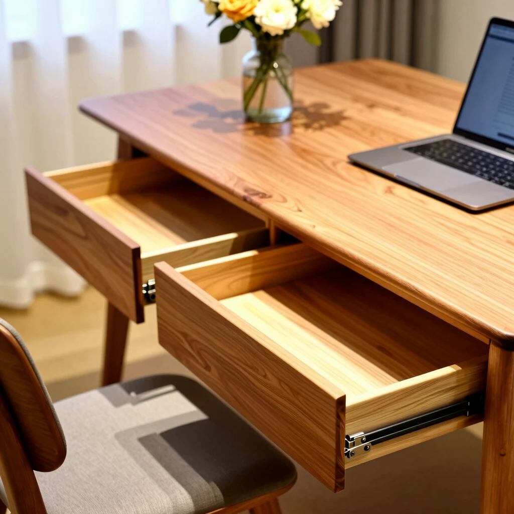 Extendable dining table converting to a home office desk