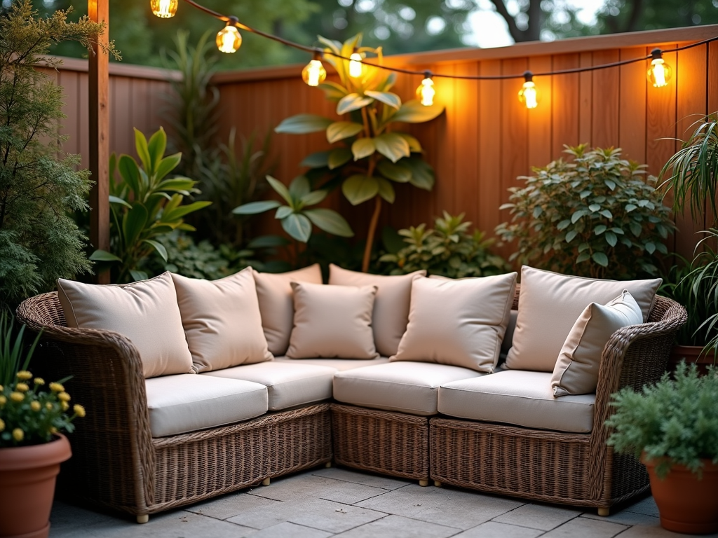 Eco-friendly patio furniture in a cozy backyard