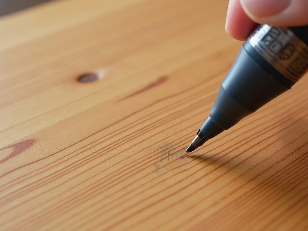 Fixing a scratch on a wooden table.