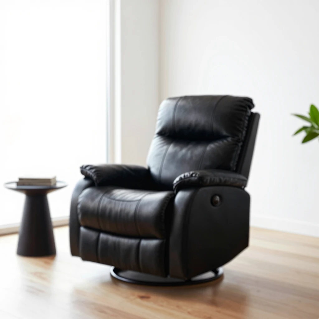 Sleek luxury leather recliner in a minimalist modern living room